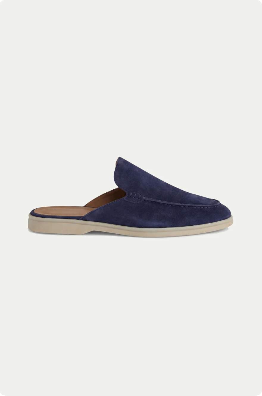 Mule de ante azul marino