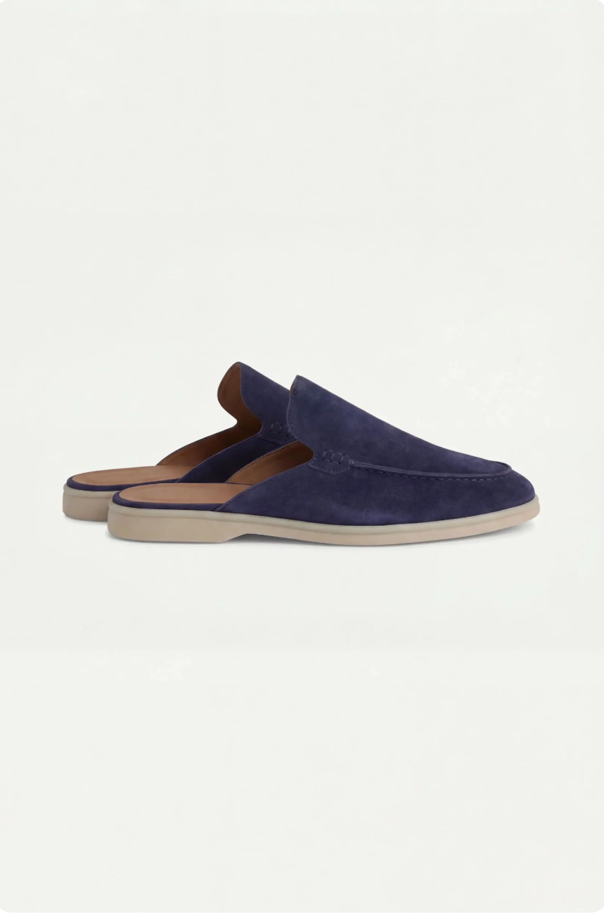 Mule de ante azul marino