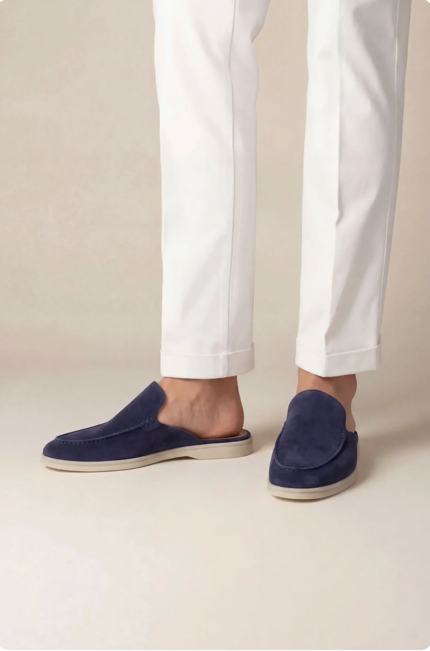 Mule de ante azul marino