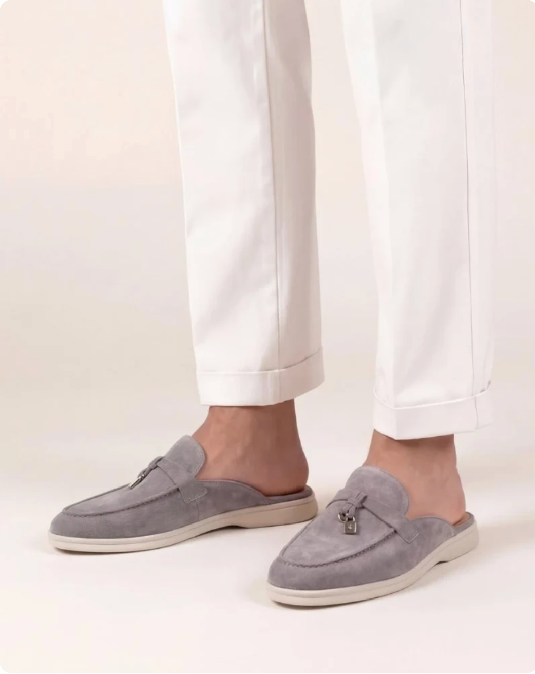 Mule premium de ante gris