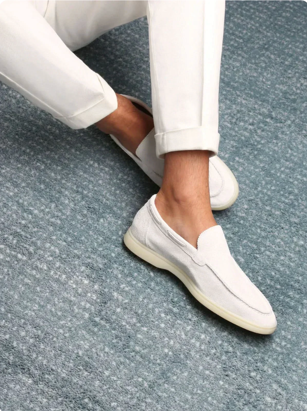 Mocasín de ante blanco