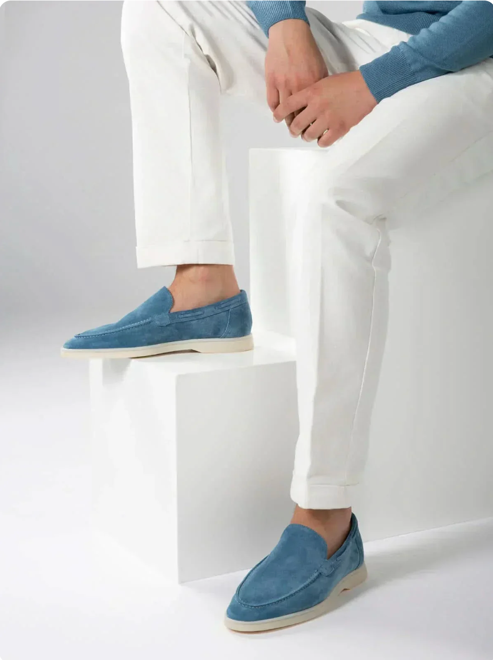 Mocasín de ante azul