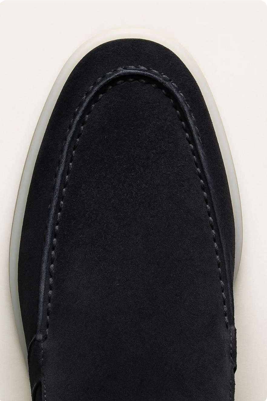Mocasín de ante azul marino