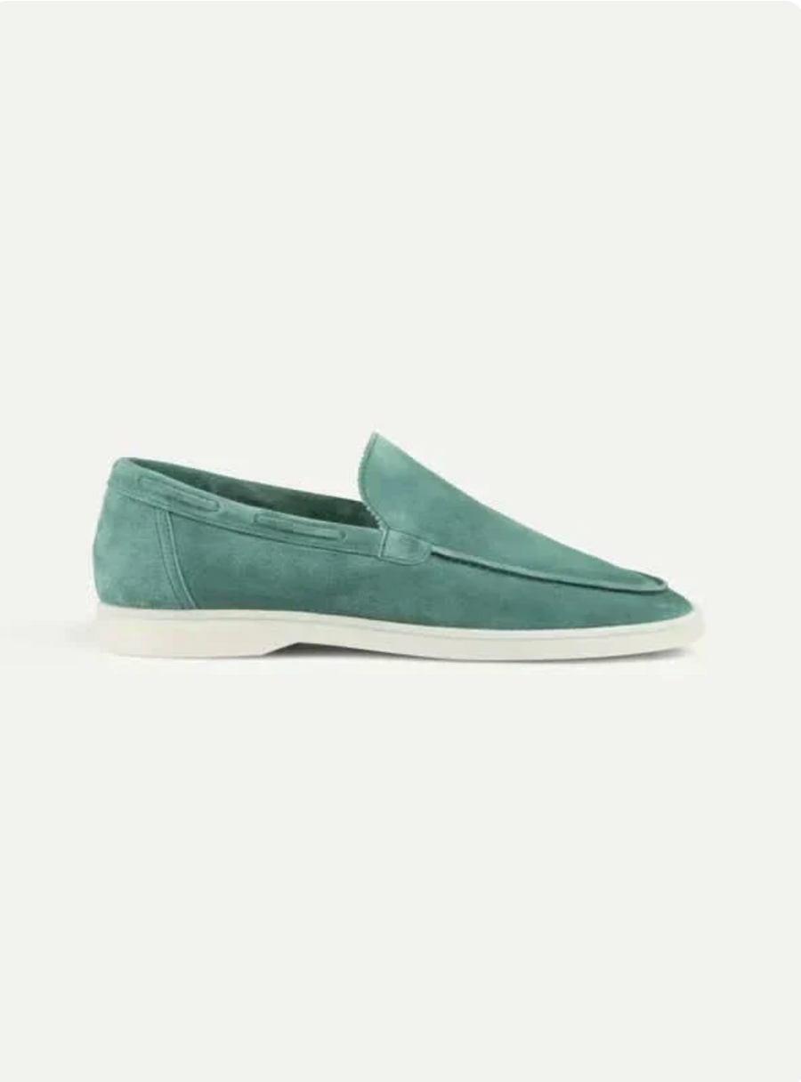 Mocasín de ante verde manzana