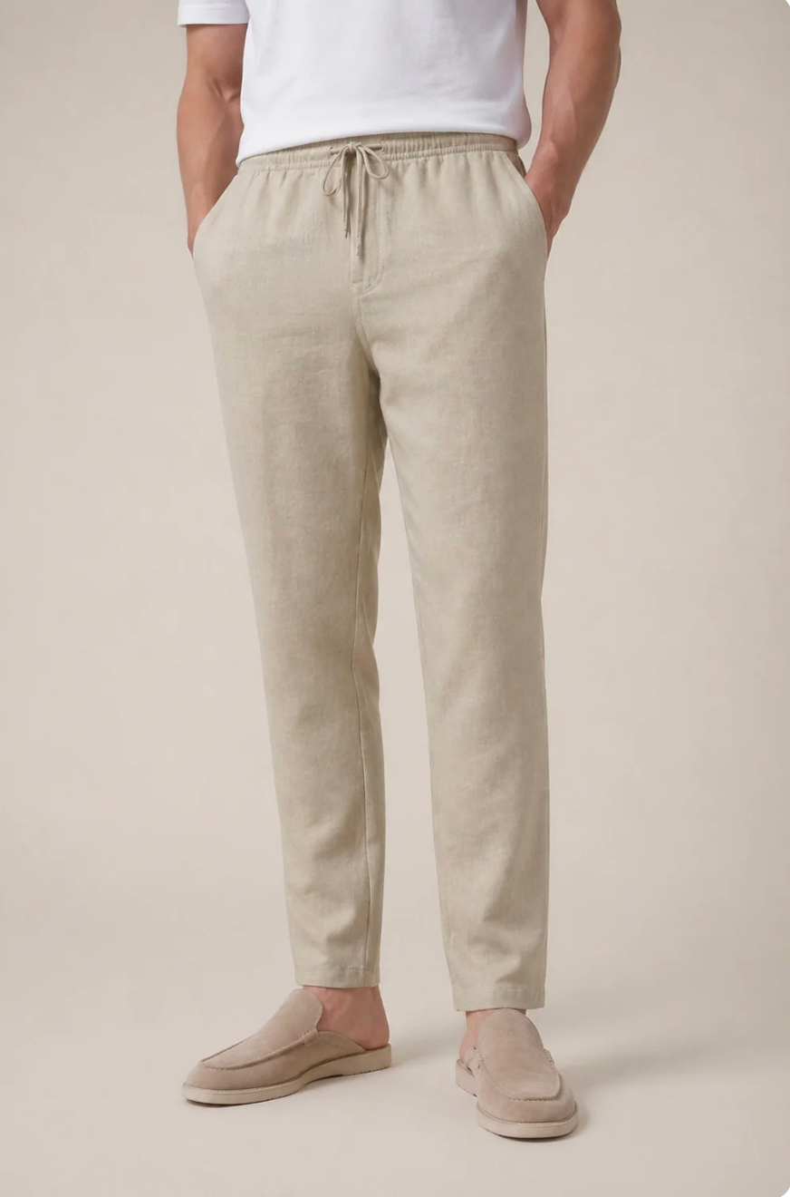 Pantalón de lino beige