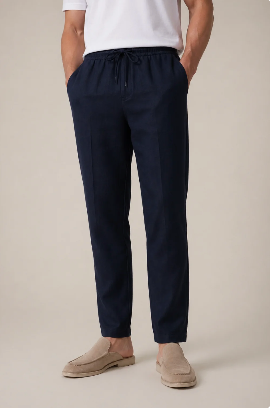 Pantalón de lino azul marino