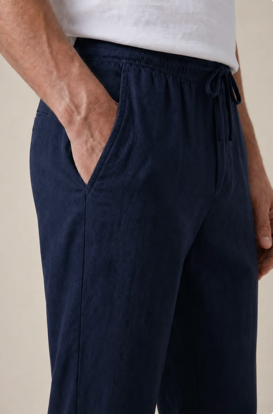 Pantalón de lino azul marino