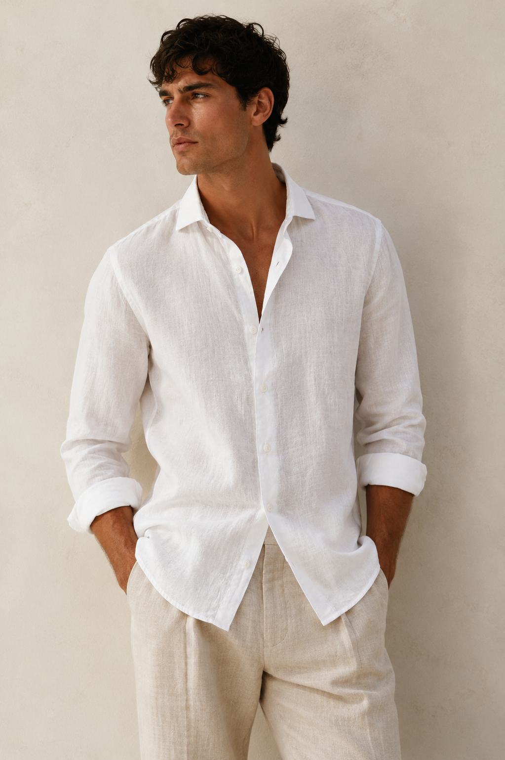 Camisa de lino blanca