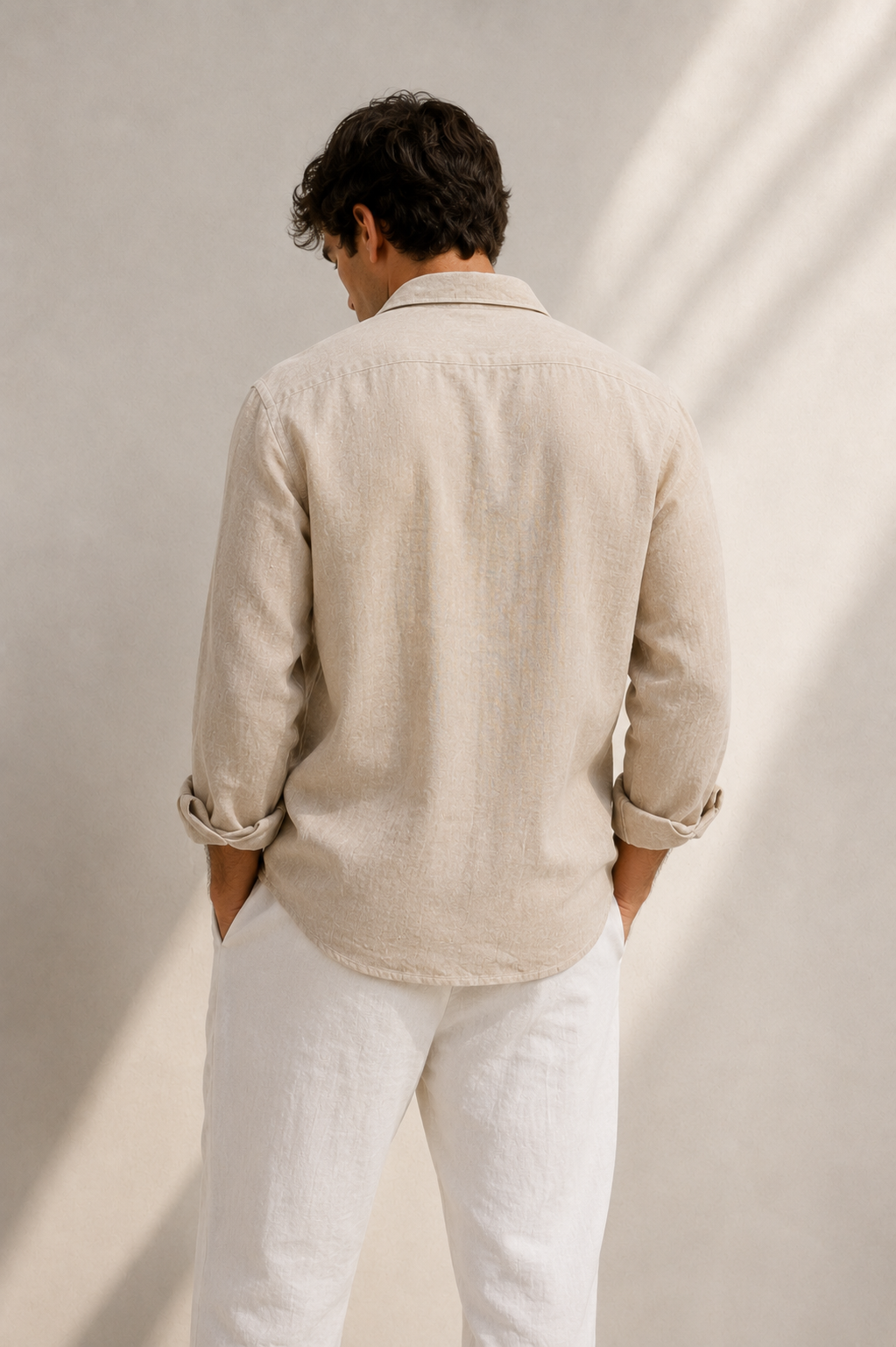 Camisa de lino beige