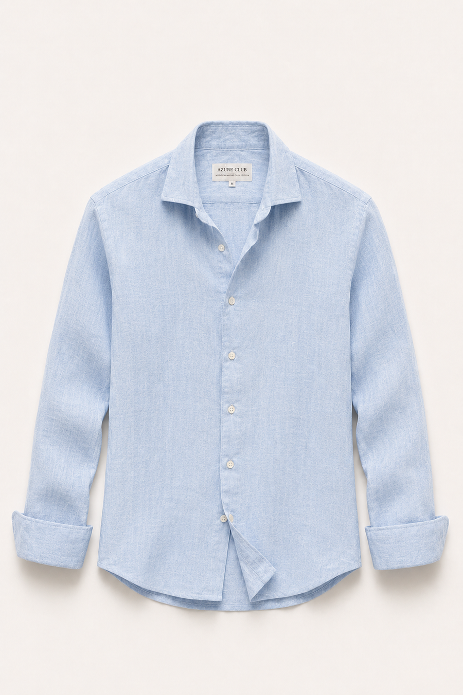 Camisa de lino azul