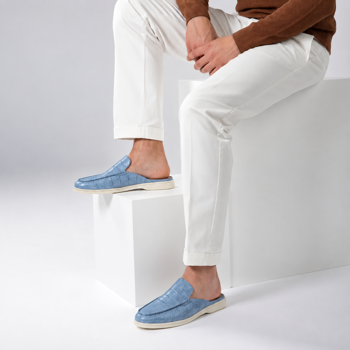 Mule efecto cocodrilo azul cielo