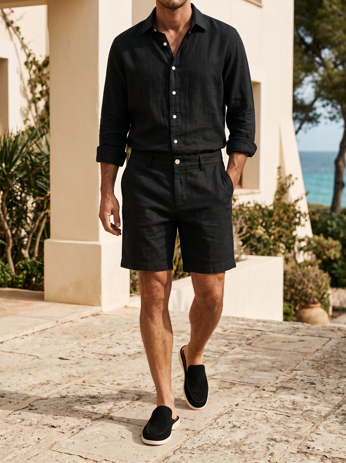Conjunto de lino negro