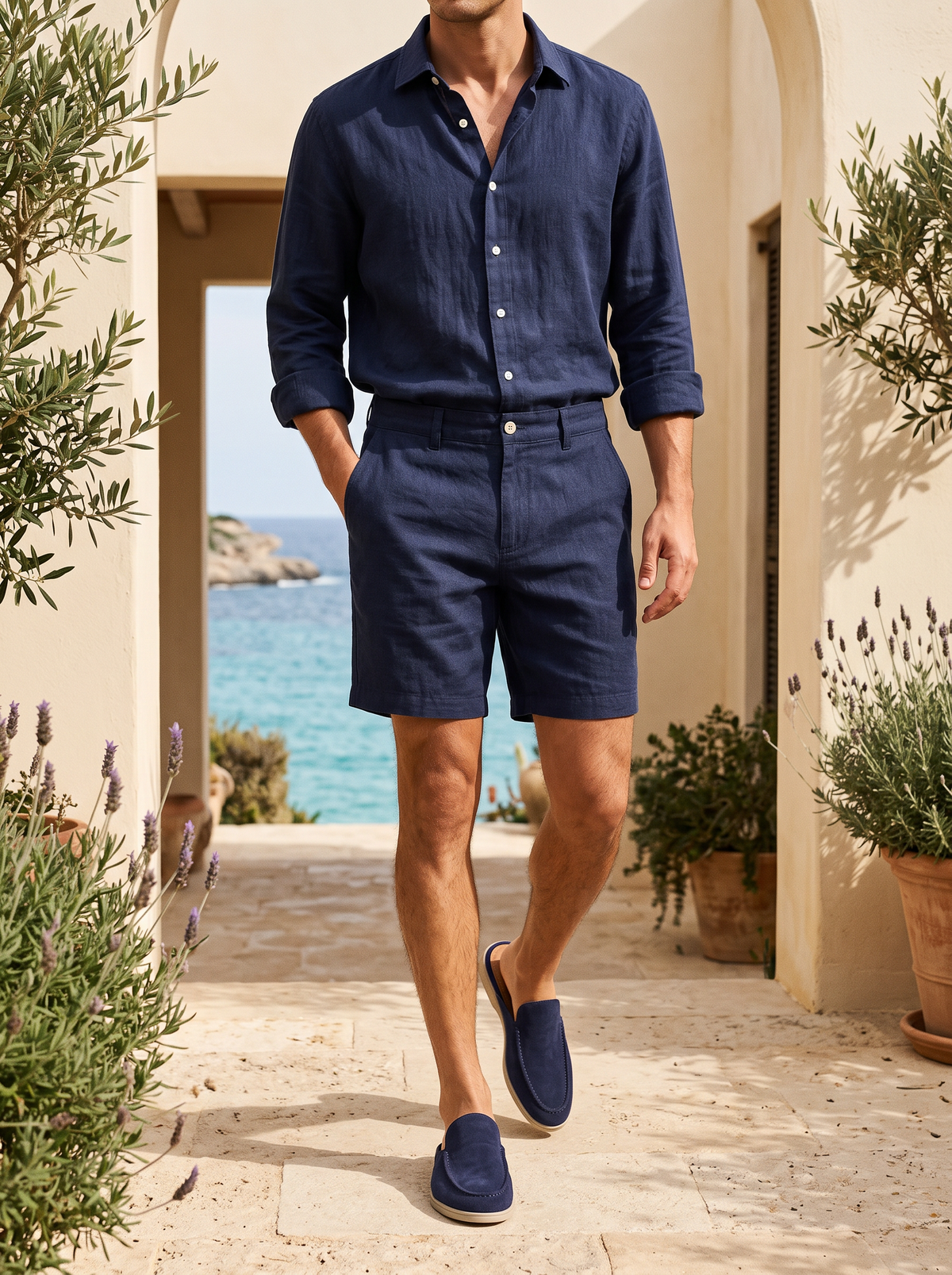 Conjunto de lino azul marino