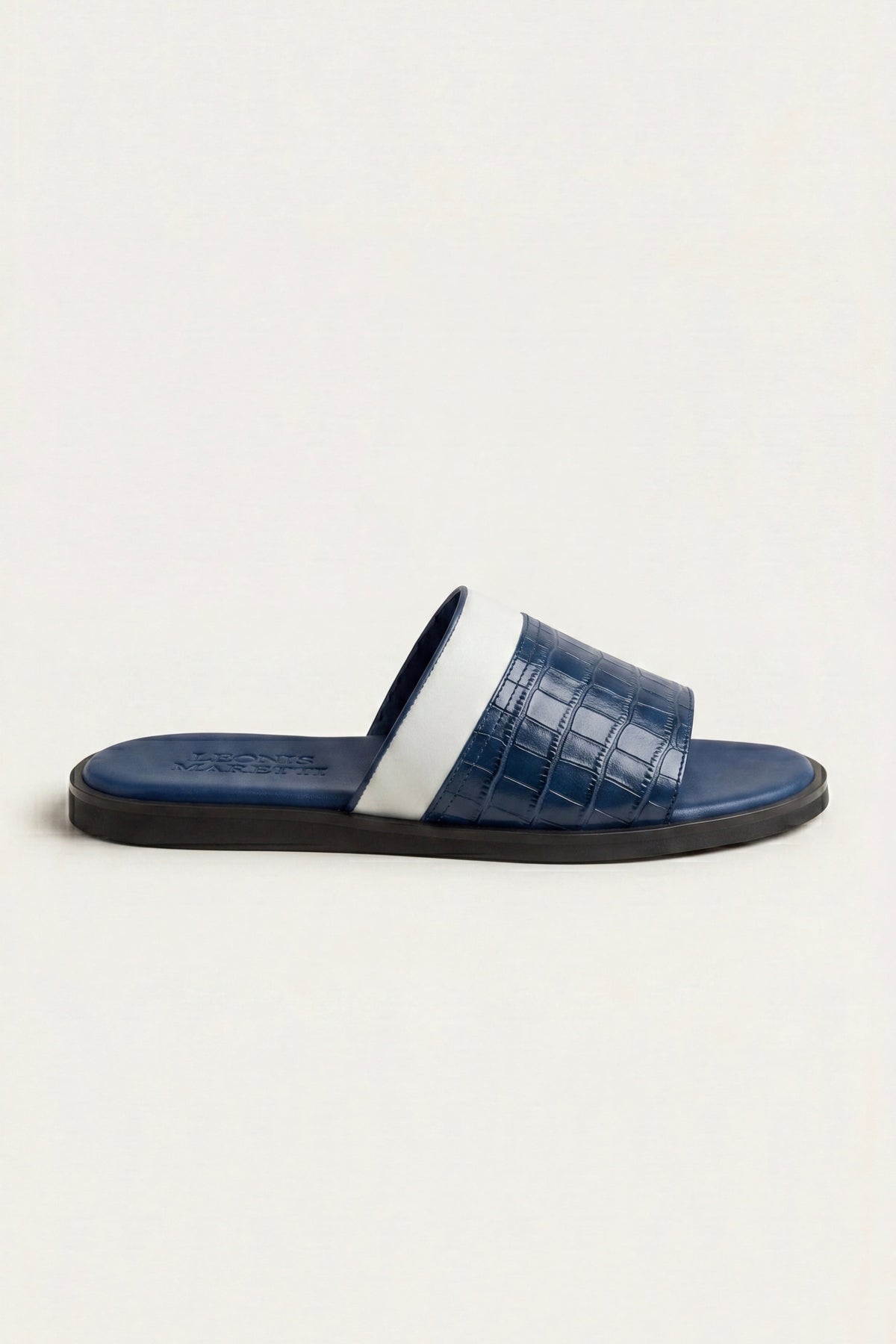 Chancla Milano efecto cocodrilo azul marino