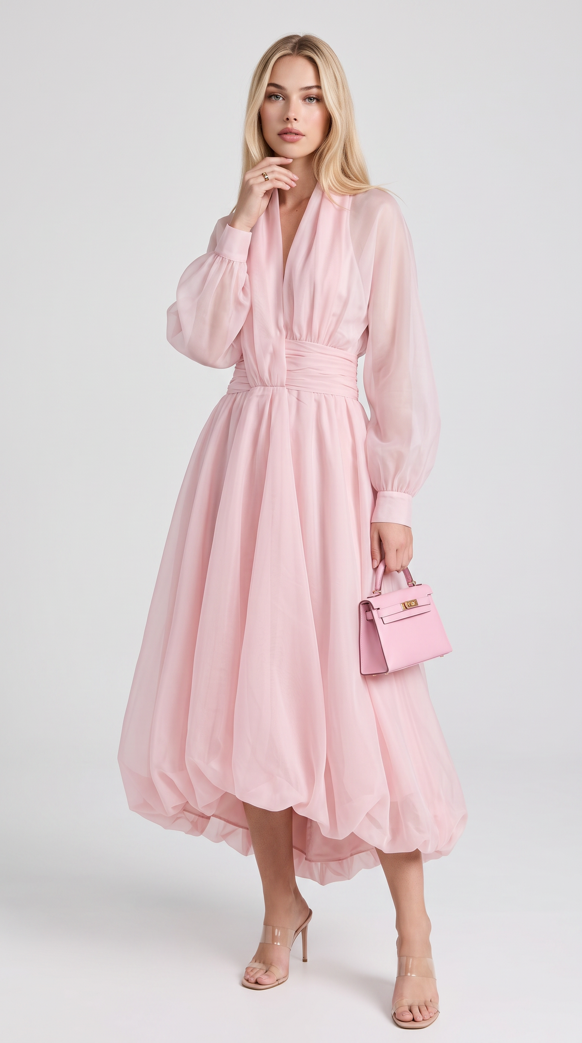 Zante · Vestido midi de organza rosa