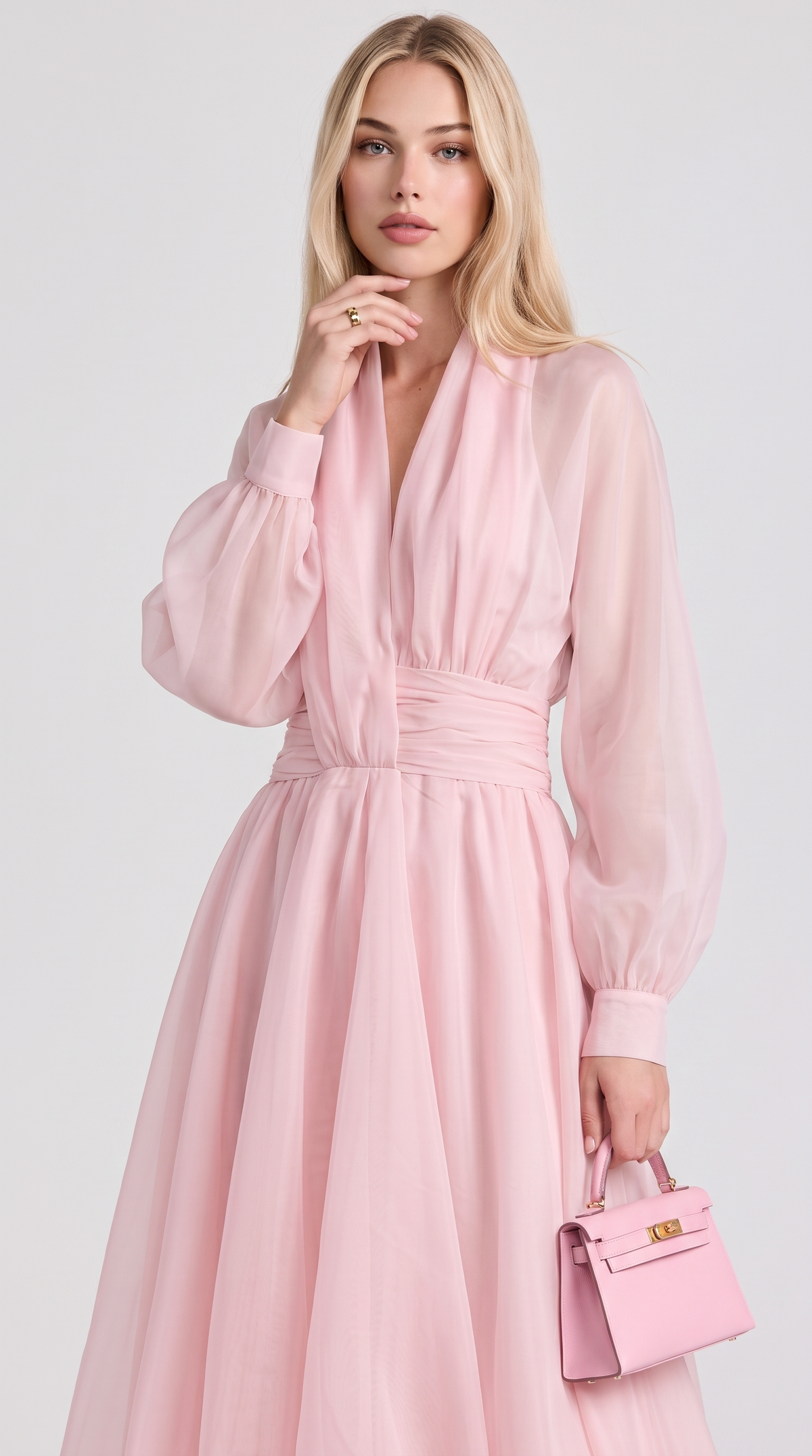Zante · Vestido midi de organza rosa