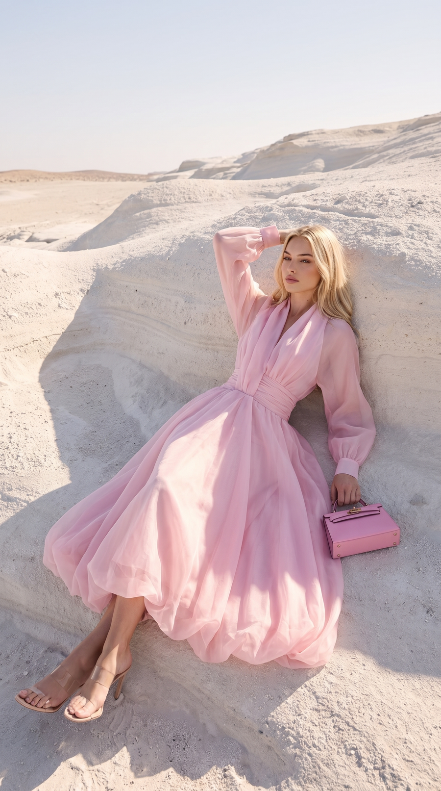 Zante · Vestido midi de organza rosa