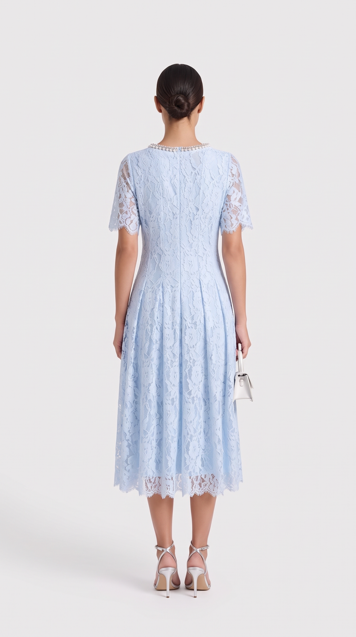 Agave · Vestido midi de encaje azul claro