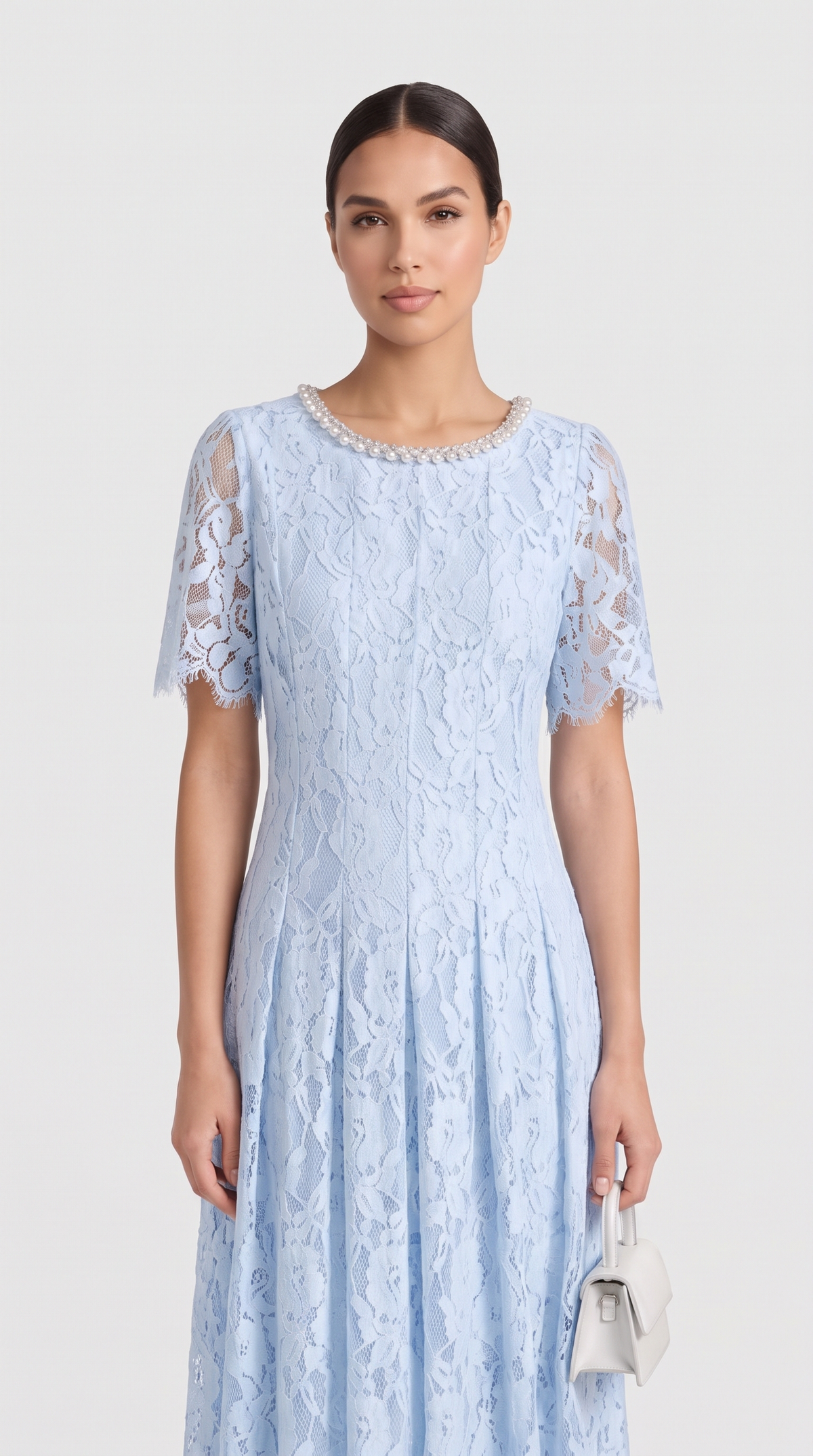 Agave · Vestido midi de encaje azul claro