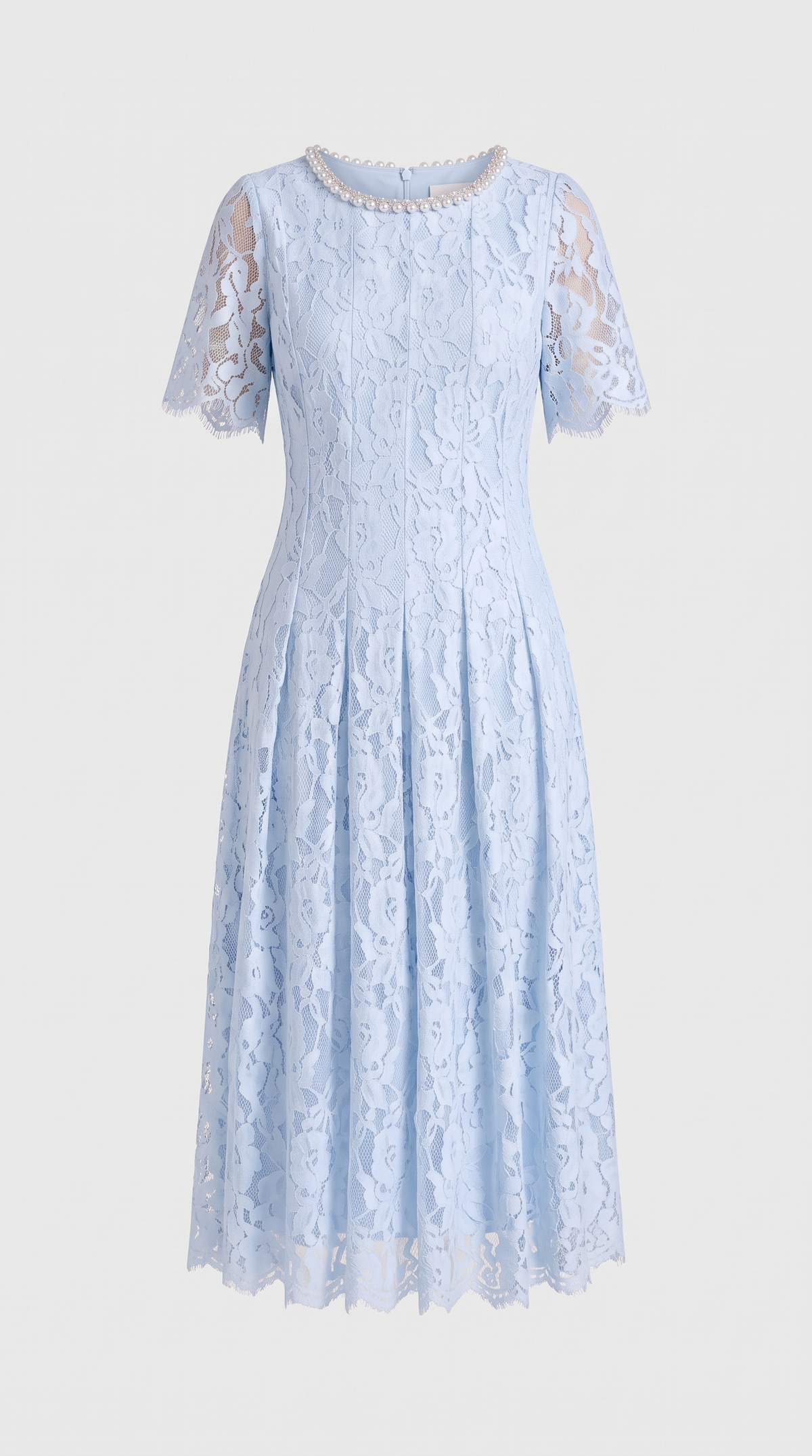 Agave · Vestido midi de encaje azul claro