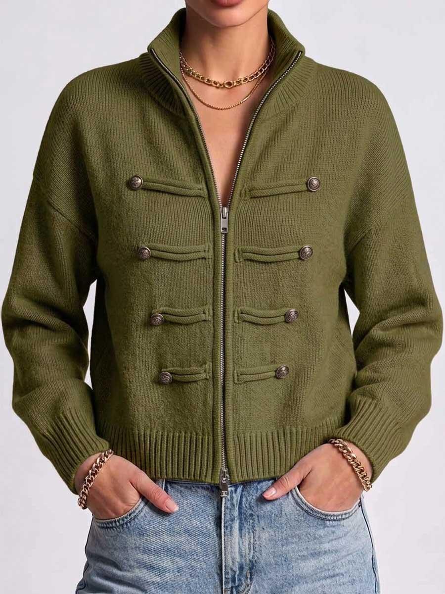 Cárdigan de punto con cuello mao