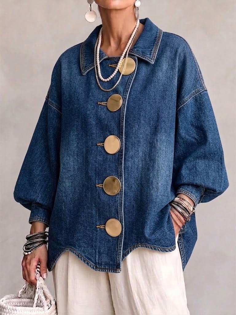 Cazadora vaquera oversize con botones metálicos