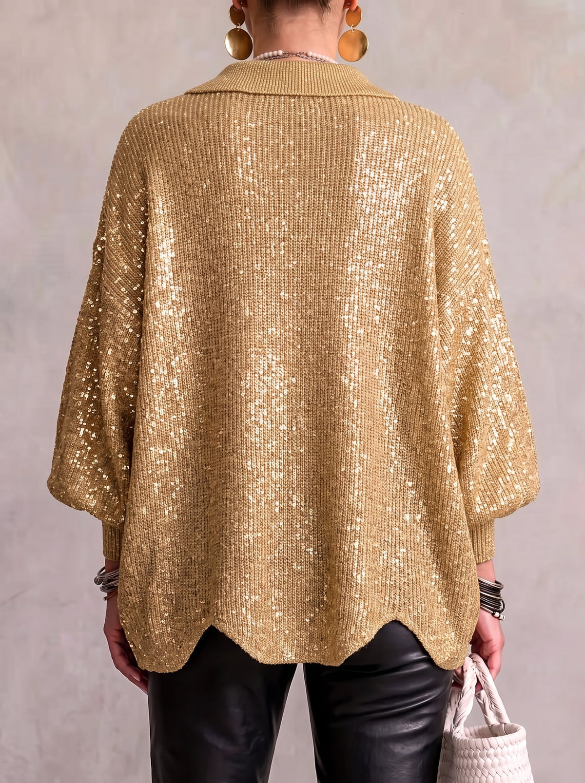 Cárdigan oversize de punto con botones metálicos