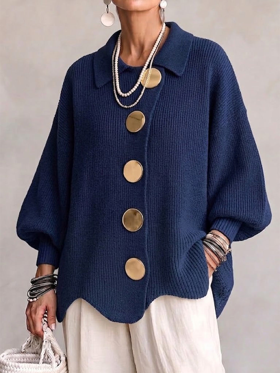 Cárdigan oversize de punto con botones metálicos