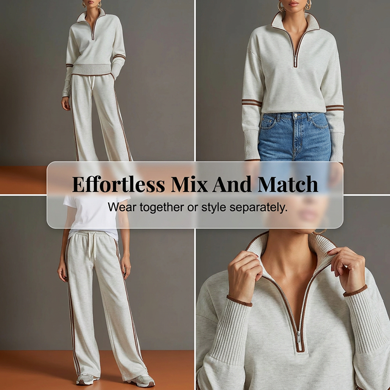 Conjunto de media cremallera y pantalón ancho