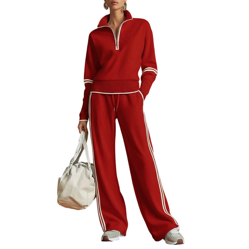 Conjunto de media cremallera y pantalón ancho