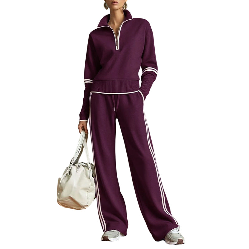 Conjunto de media cremallera y pantalón ancho